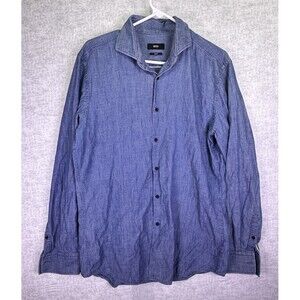 BOSS Hugo Boss Men's Slim Fit Denim/Chambray Shirt SZ 42 XL Long Sleeve Y2K EUC